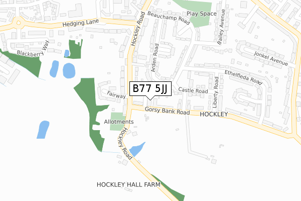 B77 5JJ map - large scale - OS Open Zoomstack (Ordnance Survey)