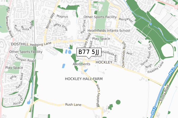 B77 5JJ map - small scale - OS Open Zoomstack (Ordnance Survey)