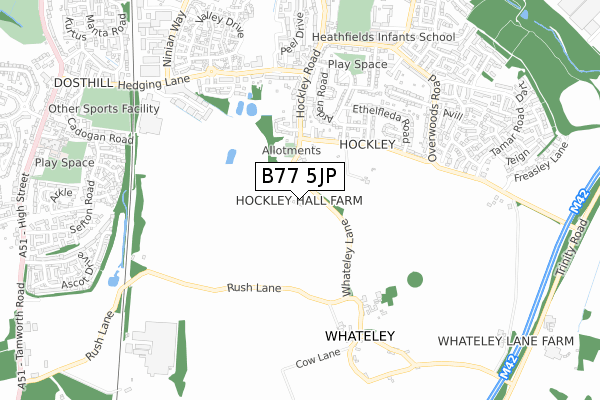 B77 5JP map - small scale - OS Open Zoomstack (Ordnance Survey)