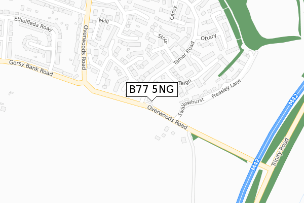 B77 5NG map - large scale - OS Open Zoomstack (Ordnance Survey)