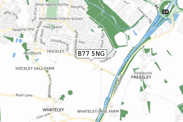 B77 5NG map - small scale - OS Open Zoomstack (Ordnance Survey)