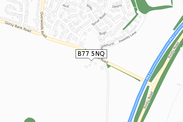 B77 5NQ map - large scale - OS Open Zoomstack (Ordnance Survey)