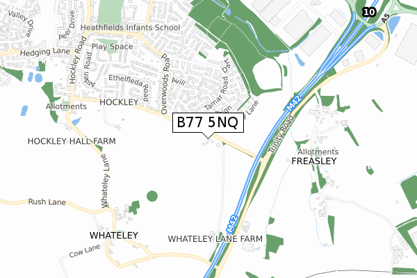 B77 5NQ map - small scale - OS Open Zoomstack (Ordnance Survey)