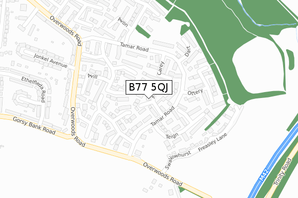 B77 5QJ map - large scale - OS Open Zoomstack (Ordnance Survey)