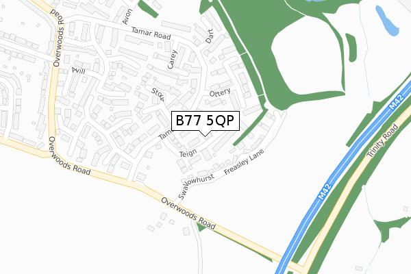 B77 5QP map - large scale - OS Open Zoomstack (Ordnance Survey)