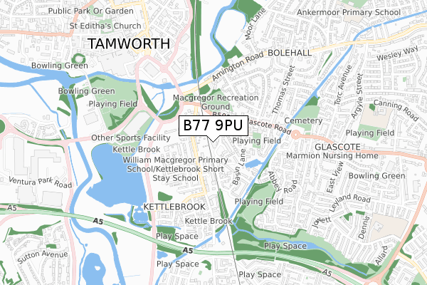 B77 9PU map - small scale - OS Open Zoomstack (Ordnance Survey)