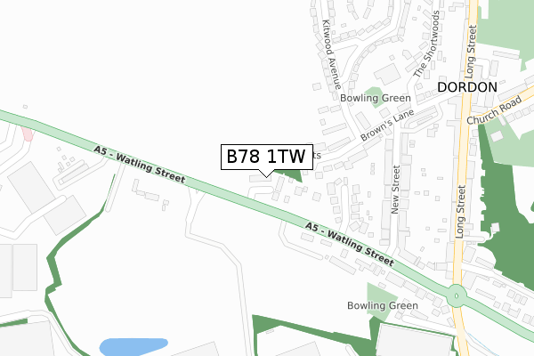 B78 1TW map - large scale - OS Open Zoomstack (Ordnance Survey)