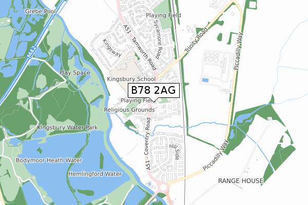 B78 2AG map - small scale - OS Open Zoomstack (Ordnance Survey)