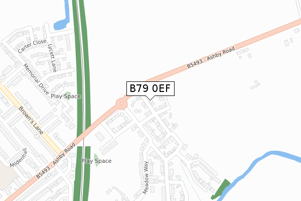 B79 0EF map - large scale - OS Open Zoomstack (Ordnance Survey)