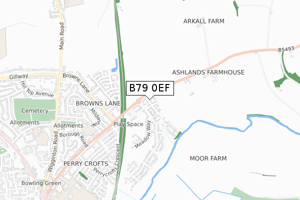 B79 0EF map - small scale - OS Open Zoomstack (Ordnance Survey)