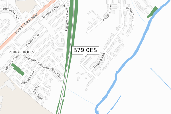 B79 0ES map - large scale - OS Open Zoomstack (Ordnance Survey)