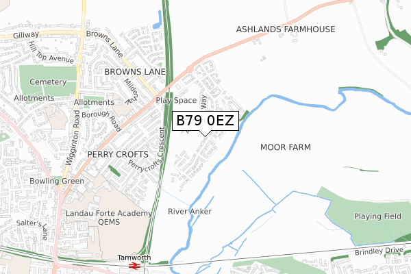 B79 0EZ map - small scale - OS Open Zoomstack (Ordnance Survey)