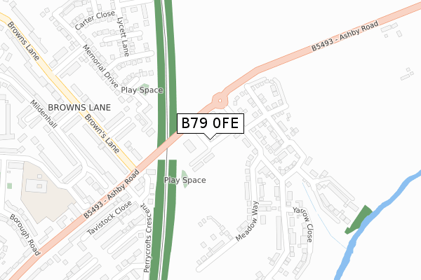 B79 0FE map - large scale - OS Open Zoomstack (Ordnance Survey)