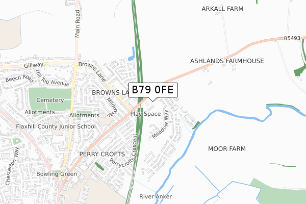 B79 0FE map - small scale - OS Open Zoomstack (Ordnance Survey)