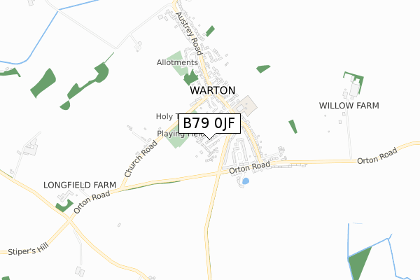 B79 0JF map - small scale - OS Open Zoomstack (Ordnance Survey)