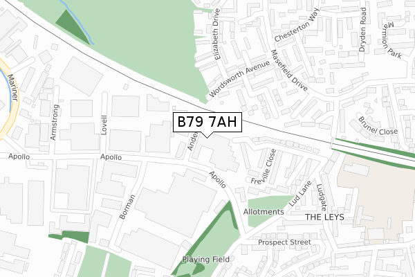 B79 7AH map - large scale - OS Open Zoomstack (Ordnance Survey)