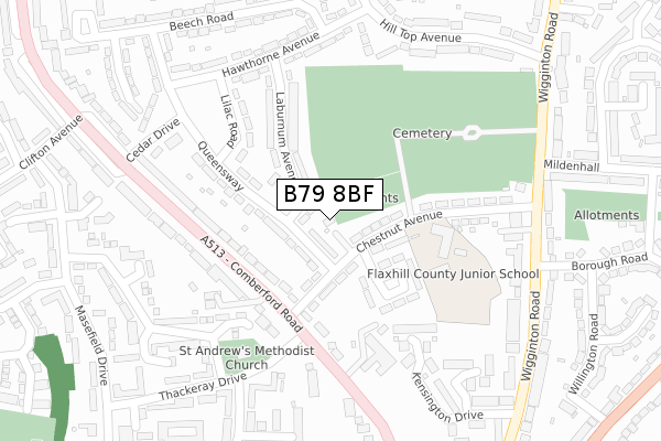 B79 8BF map - large scale - OS Open Zoomstack (Ordnance Survey)