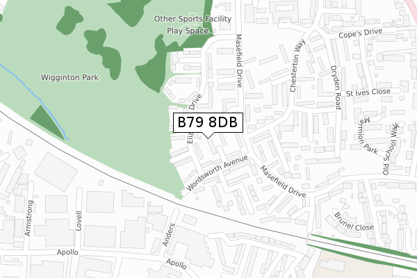 B79 8DB map - large scale - OS Open Zoomstack (Ordnance Survey)