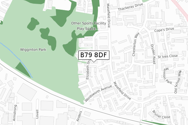 B79 8DF map - large scale - OS Open Zoomstack (Ordnance Survey)