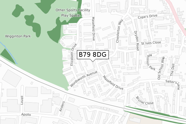 B79 8DG map - large scale - OS Open Zoomstack (Ordnance Survey)