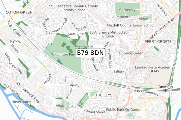 B79 8DN map - small scale - OS Open Zoomstack (Ordnance Survey)