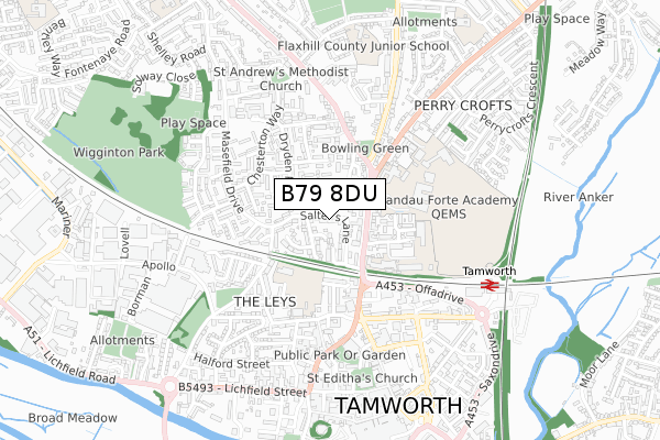 B79 8DU map - small scale - OS Open Zoomstack (Ordnance Survey)