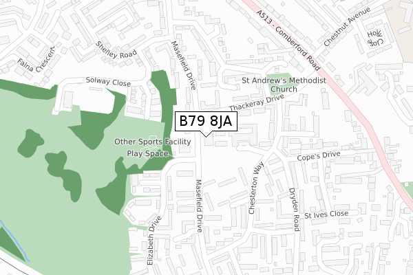 B79 8JA map - large scale - OS Open Zoomstack (Ordnance Survey)