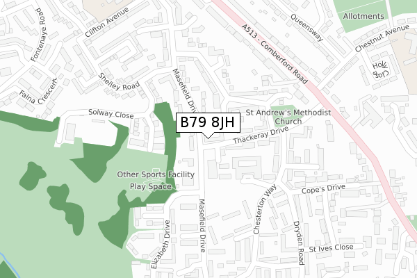 B79 8JH map - large scale - OS Open Zoomstack (Ordnance Survey)