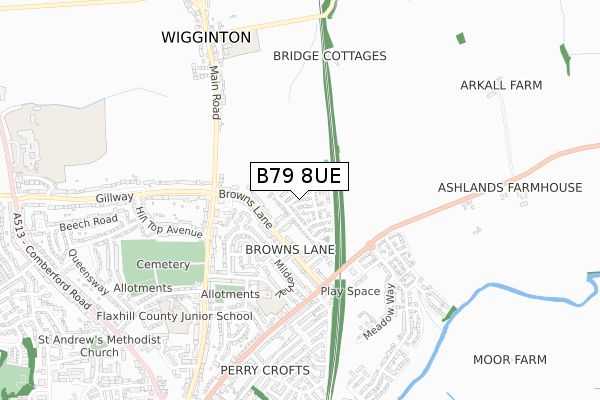 B79 8UE map - small scale - OS Open Zoomstack (Ordnance Survey)