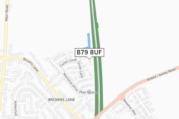 B79 8UF map - large scale - OS Open Zoomstack (Ordnance Survey)