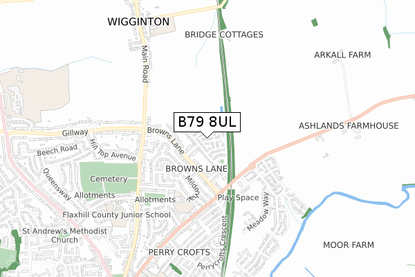 B79 8UL map - small scale - OS Open Zoomstack (Ordnance Survey)