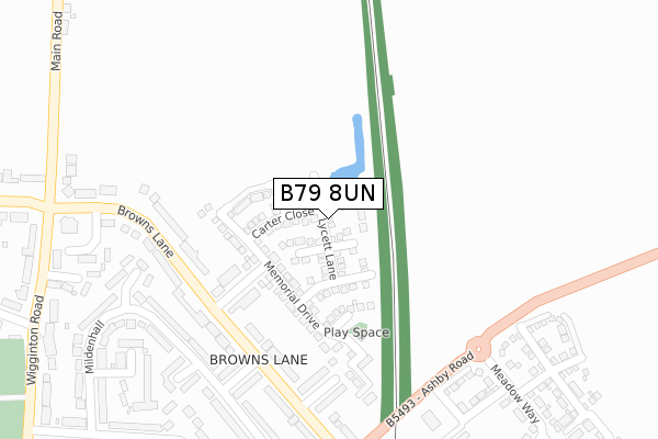 B79 8UN map - large scale - OS Open Zoomstack (Ordnance Survey)