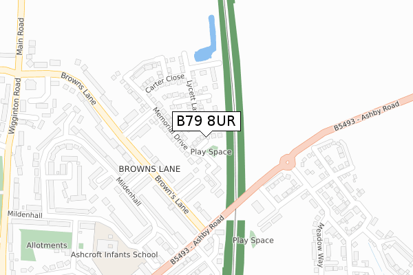 B79 8UR map - large scale - OS Open Zoomstack (Ordnance Survey)