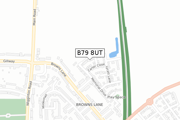 B79 8UT map - large scale - OS Open Zoomstack (Ordnance Survey)