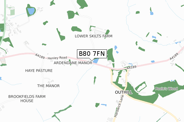 B80 7FN map - small scale - OS Open Zoomstack (Ordnance Survey)