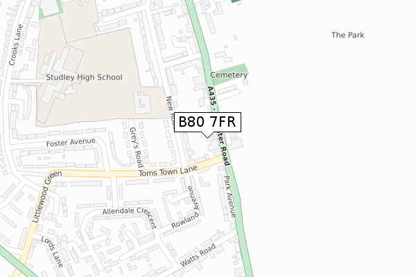 B80 7FR map - large scale - OS Open Zoomstack (Ordnance Survey)