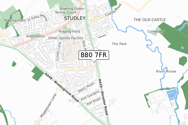 B80 7FR map - small scale - OS Open Zoomstack (Ordnance Survey)