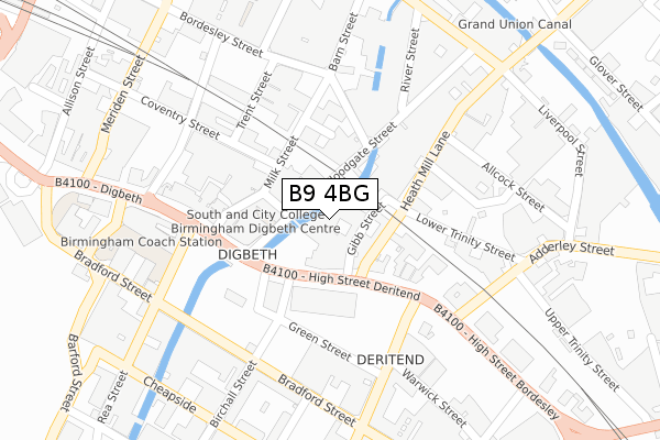 B9 4BG map - large scale - OS Open Zoomstack (Ordnance Survey)