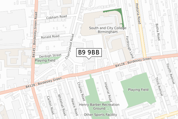 B9 9BB map - large scale - OS Open Zoomstack (Ordnance Survey)