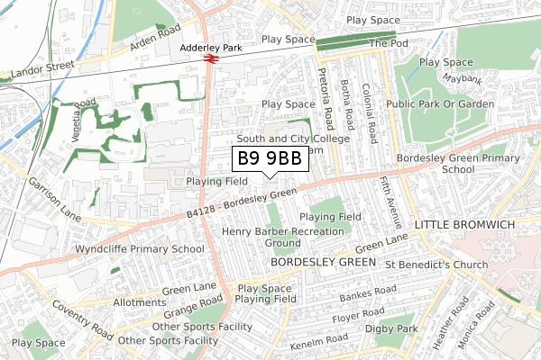 B9 9BB map - small scale - OS Open Zoomstack (Ordnance Survey)