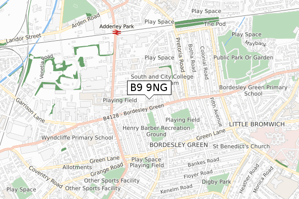 B9 9NG map - small scale - OS Open Zoomstack (Ordnance Survey)