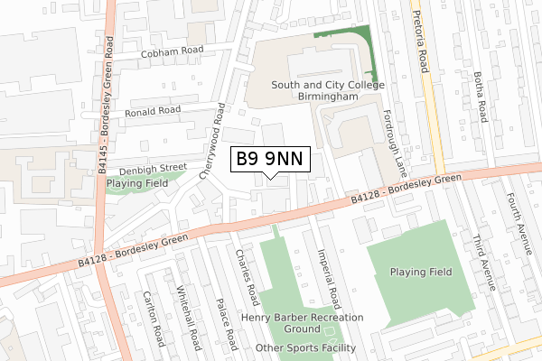 B9 9NN map - large scale - OS Open Zoomstack (Ordnance Survey)