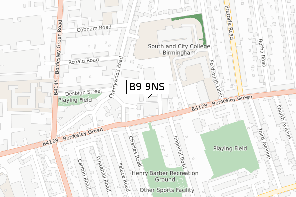 B9 9NS map - large scale - OS Open Zoomstack (Ordnance Survey)