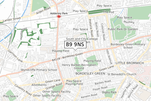 B9 9NS map - small scale - OS Open Zoomstack (Ordnance Survey)