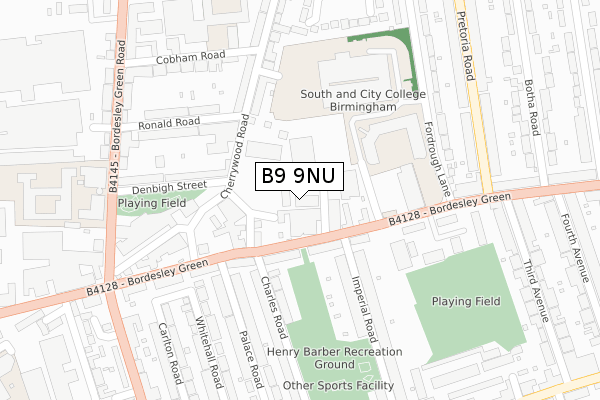 B9 9NU map - large scale - OS Open Zoomstack (Ordnance Survey)