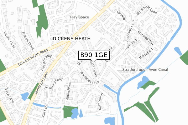 B90 1GE map - large scale - OS Open Zoomstack (Ordnance Survey)