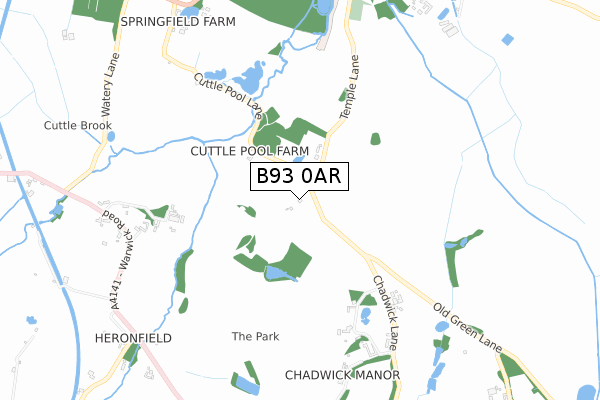 B93 0AR map - small scale - OS Open Zoomstack (Ordnance Survey)