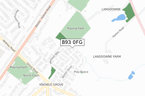 B93 0FG map - large scale - OS Open Zoomstack (Ordnance Survey)