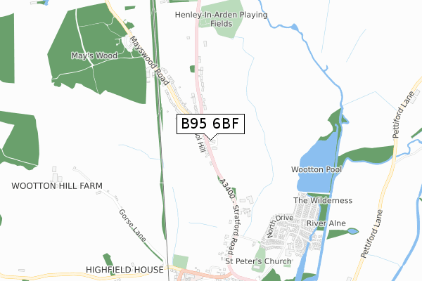 B95 6BF map - small scale - OS Open Zoomstack (Ordnance Survey)