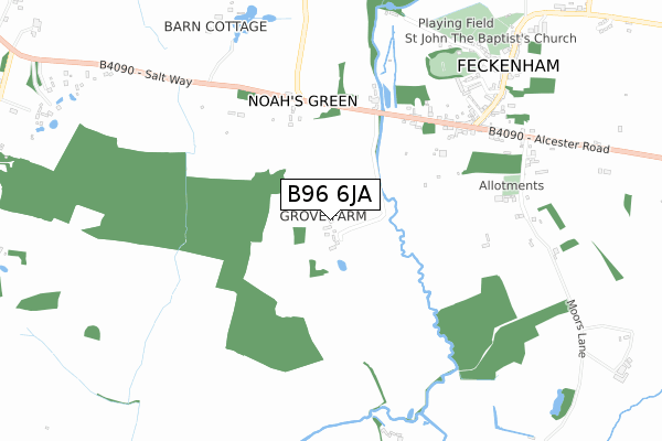 B96 6JA map - small scale - OS Open Zoomstack (Ordnance Survey)